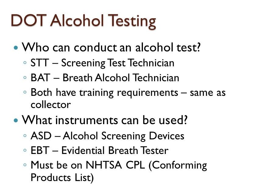 DOT Alcohol testing